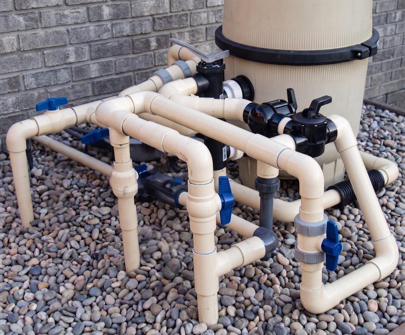 Pool equipment valves and PVC piping